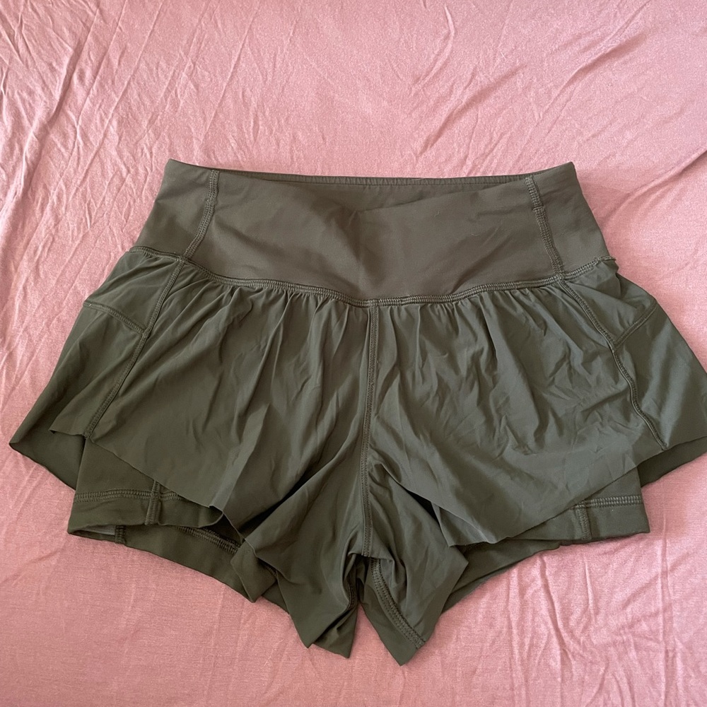 Army green Lululemon shorts